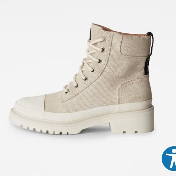 G-Star Women’s Aefon Lace Up Combat Boots Beige Ecru - Picture 2 of 11